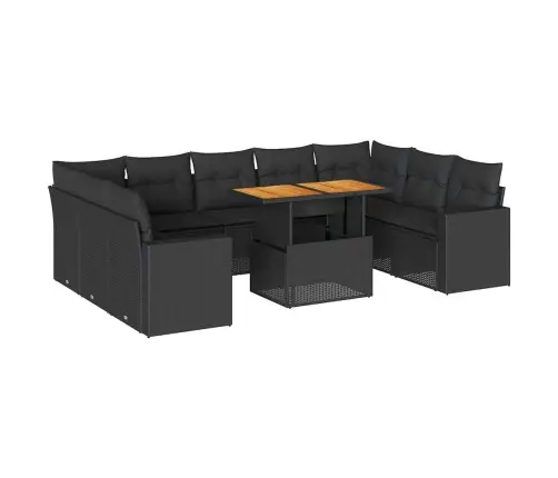 Sodo Komplektas Su Pagalvėlėmis, 10 Dalių, Juodas, Poliratanas