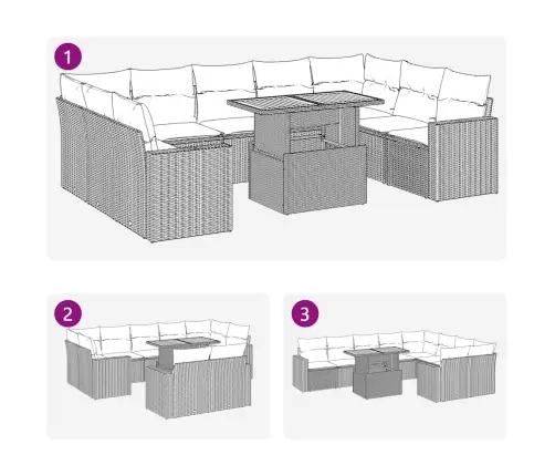 Sodo Komplektas Su Pagalvėlėmis, 10 Dalių, Juodas, Poliratanas