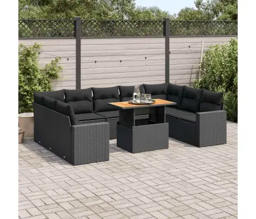 Sodo Komplektas Su Pagalvėlėmis, 10 Dalių, Juodas, Poliratanas