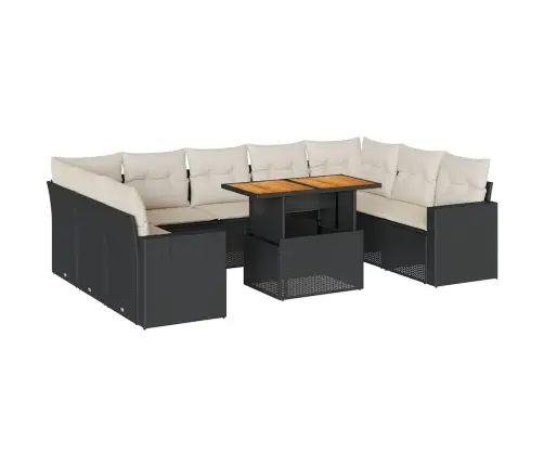 10-Daļīgs Dārza Dīvāna Komplekts, Matrači, Melna Pe Rotangpalma Vidaxl