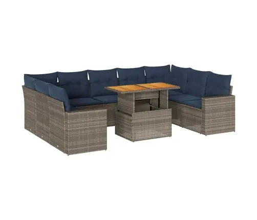 Sodo Komplektas Su Pagalvėlėmis, 10 Dalių, Pilkas, Poliratanas