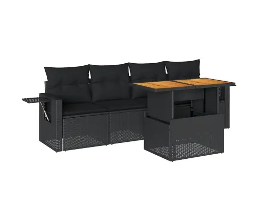 5-Osaline Aiadiivanikomplekt Patjadega, Must, Polürotang