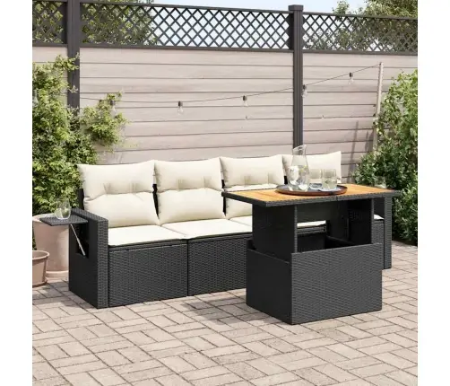 5-Daļīgs Dārza Dīvāna Komplekts Ar Matračiem, Pe Rotangpalma Vidaxl