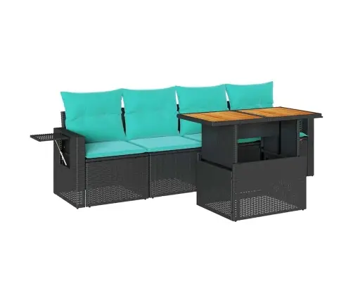 5-Osaline Aiadiivanikomplekt Patjadega, Must, Polürotang