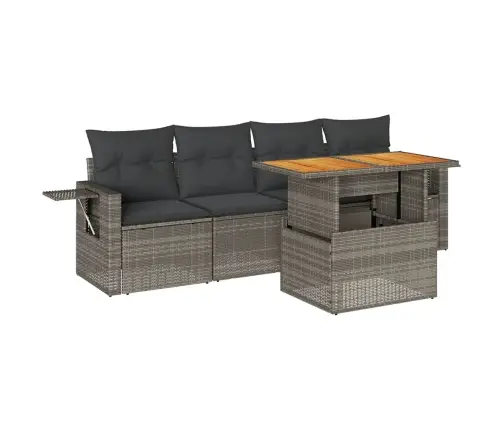 Sofos Komplektas Su Pagalvėlėmis, 5 Dalių, Pilkas, Poliratanas