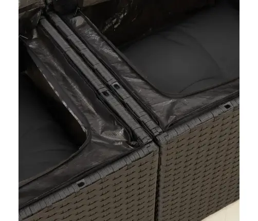 Sofos Komplektas Su Pagalvėlėmis, 6 Dalių, Juodas, Poliratanas