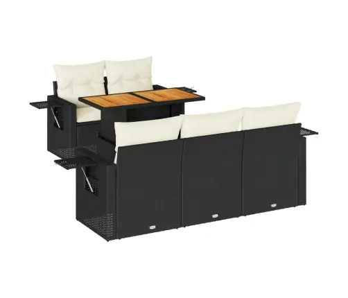 6-Daļīgs Dārza Dīvāna Komplekts, Matrači, Melna Pe Rotanpalma Vidaxl