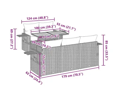 6-Daļīgs Dārza Dīvāna Komplekts, Matrači, Melna Pe Rotanpalma Vidaxl