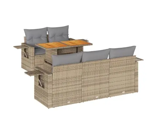 6-Osaline Aiadiivani Komplekt Patjadega, Beež, Polürotang