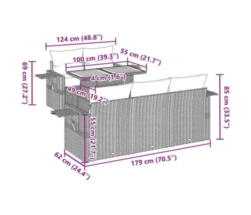 6-Osaline Aiadiivani Komplekt Patjadega, Beež, Polürotang