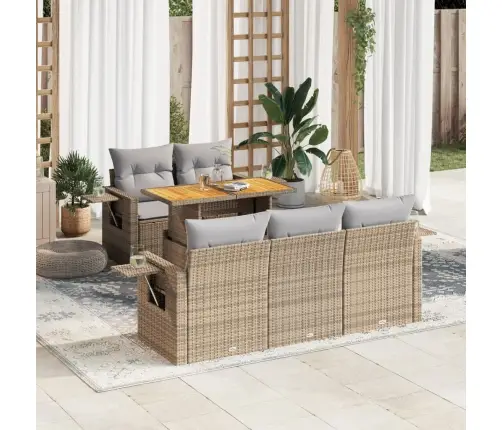 6-Osaline Aiadiivani Komplekt Patjadega, Beež, Polürotang