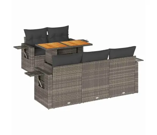 6-Daļīgs Dārza Dīvāna Komplekts Ar Matračiem, Pelēks Pe Pinums Vidaxl