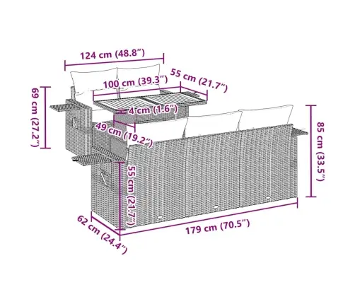 Sofos Komplektas Su Pagalvėlėmis, 6 Dalių, Pilkas, Poliratanas