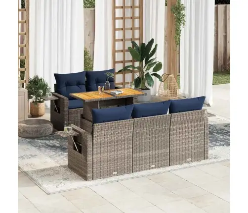 Sofos Komplektas Su Pagalvėlėmis, 6 Dalių, Pilkas, Poliratanas