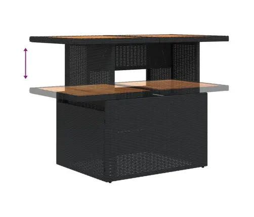 Sofos Komplektas Su Pagalvėlėmis, 7 Dalių, Juodas, Poliratanas