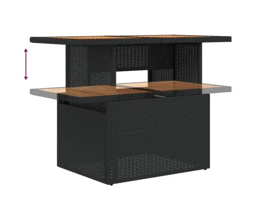 Sofos Komplektas Su Pagalvėlėmis, 7 Dalių, Juodas, Poliratanas