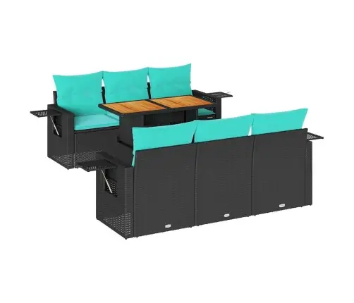 7-Daļīgs Dārza Dīvāna Komplekts Ar Matračiem, Melna Pe Vidaxl