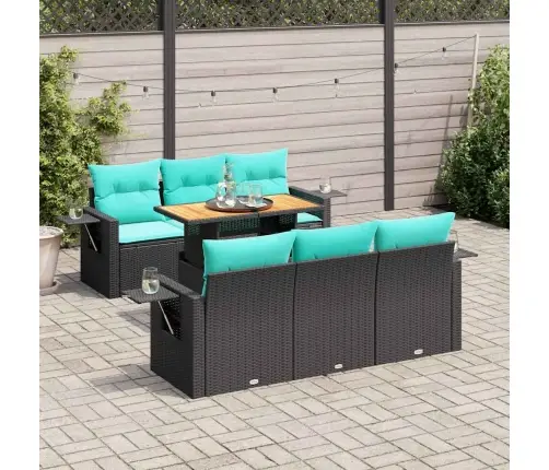 7-Daļīgs Dārza Dīvāna Komplekts Ar Matračiem, Melna Pe Vidaxl