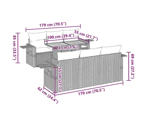 7-Daļīgs Dārza Dīvāna Komplekts, Matrači, Bēša Pe Rotangpalma Vidaxl 7-Daļīgs Dārza Dīvāna Komplekts, Matrači, Bēša Pe Rotangpalma Vidaxl