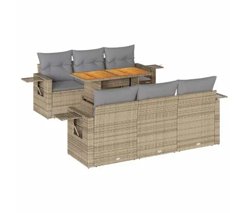 7-Daļīgs Dārza Dīvāna Komplekts, Matrači, Bēša Pe Rotangpalma Vidaxl