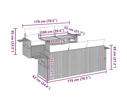 7-Daļīgs Dārza Dīvāna Komplekts, Matrači, Bēša Pe Rotangpalma Vidaxl