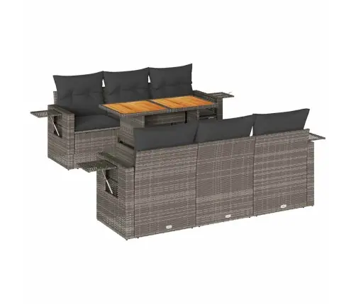 Sofos Komplektas Su Pagalvėlėmis, 7 Dalių, Pilkas, Poliratanas