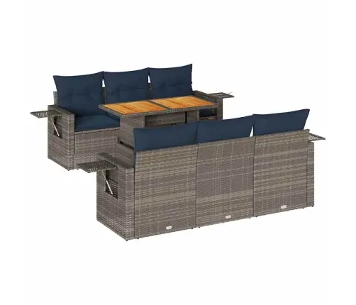 7-Daļīgs Dārza Dīvāna Komplekts, Matrači, Pelēka Pe Rotangpalma Vidaxl