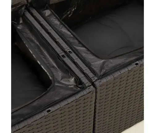 6-Osaline Aiadiivani Komplekt Patjadega, Must, Polürotang