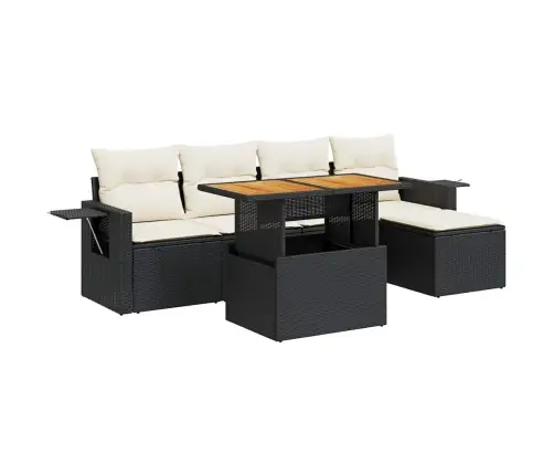 6-Daļīgs Dārza Dīvāna Komplekts, Matrači, Melna Pe Rotanpalma Vidaxl