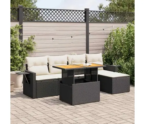 6-Daļīgs Dārza Dīvāna Komplekts, Matrači, Melna Pe Rotanpalma Vidaxl