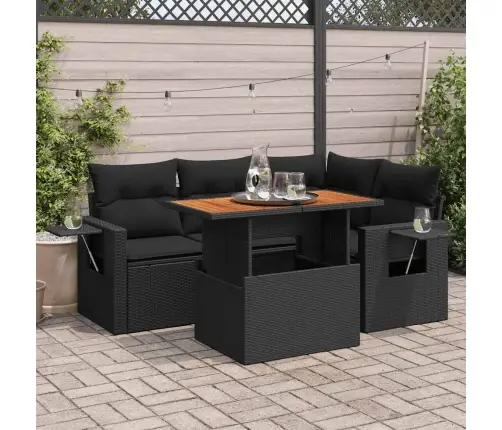 5-Daļīgs Dārza Dīvāna Komplekts Ar Matračiem, Pe Rotangpalma Vidaxl