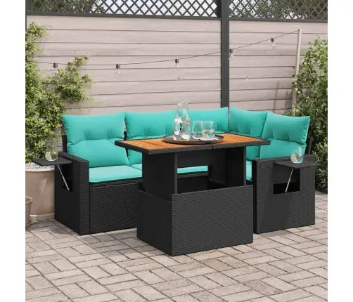 5-Daļīgs Dārza Dīvāna Komplekts Ar Matračiem, Pe Rotangpalma Vidaxl