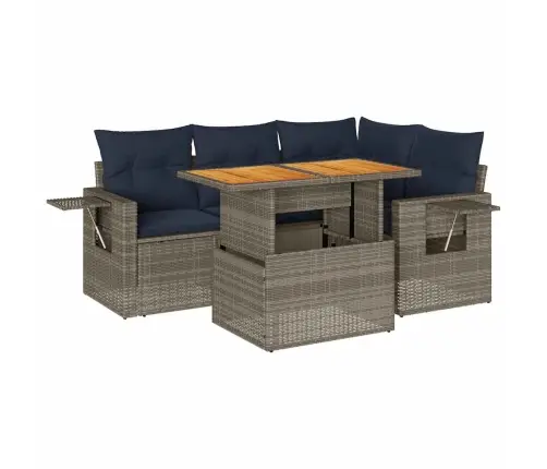 5-Osaline Aiamööblikomplekt Istmepatjadega, Polürotang, Hall