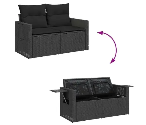 6-Osaline Aiadiivani Komplekt Patjadega, Must, Polürotang