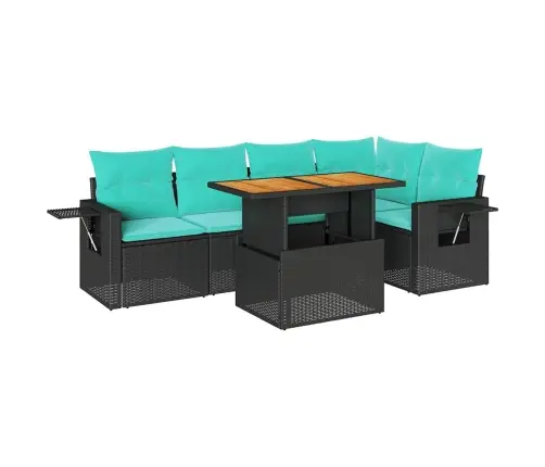 6-Daļīgs Dārza Dīvāna Komplekts, Matrači, Melna Pe Rotanpalma Vidaxl