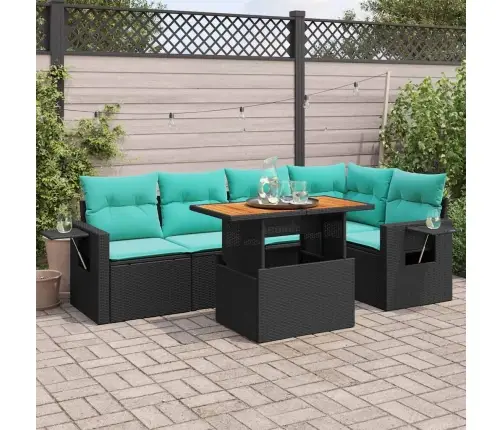 6-Daļīgs Dārza Dīvāna Komplekts, Matrači, Melna Pe Rotanpalma Vidaxl