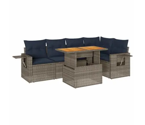 6-Daļīgs Dārza Dīvāna Komplekts Ar Matračiem, Pelēks Pe Pinums Vidaxl