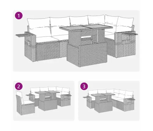6-Daļīgs Dārza Dīvāna Komplekts Ar Matračiem, Pelēks Pe Pinums Vidaxl