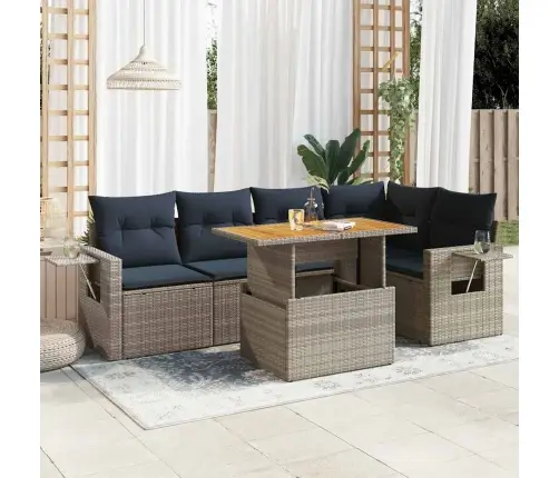 6-Daļīgs Dārza Dīvāna Komplekts Ar Matračiem, Pelēks Pe Pinums Vidaxl