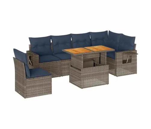 7-Daļīgs Dārza Dīvāna Komplekts, Matrači, Pelēka Pe Rotangpalma Vidaxl