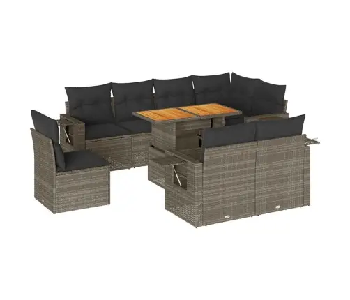 Sofos Komplektas Su Pagalvėlėmis, 9 Dalių, Pilkas, Poliratanas