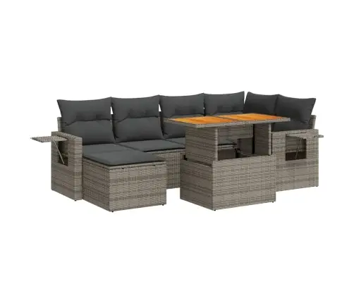 7-Daļīgs Dārza Dīvāna Komplekts, Matrači, Pelēka Pe Rotangpalma Vidaxl