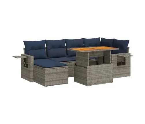 7-Daļīgs Dārza Dīvāna Komplekts, Matrači, Pelēka Pe Rotangpalma Vidaxl