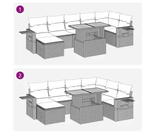 8-Osaline Aiadiivani Komplekt Patjadega, Must, Polürotang
