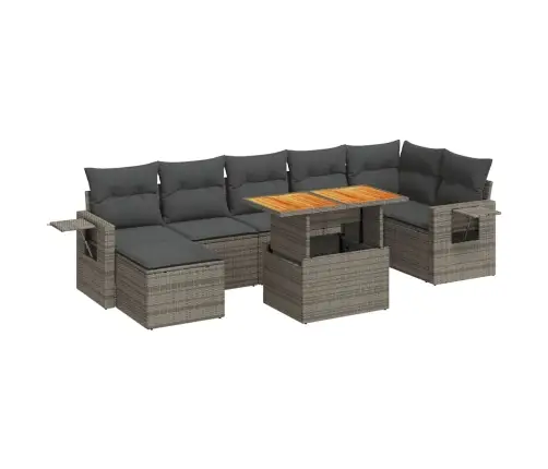 Sodo Komplektas Su Pagalvėlėmis, 8 Dalių, Pilkas, Poliratanas