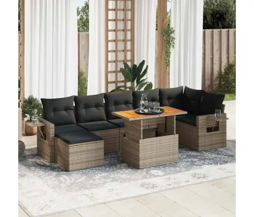 Sodo Komplektas Su Pagalvėlėmis, 8 Dalių, Pilkas, Poliratanas