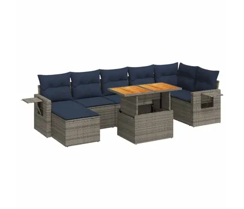 8-Daļīgs Dārza Dīvāna Komplekts Ar Matračiem, Pelēks Pe Pinums Vidaxl