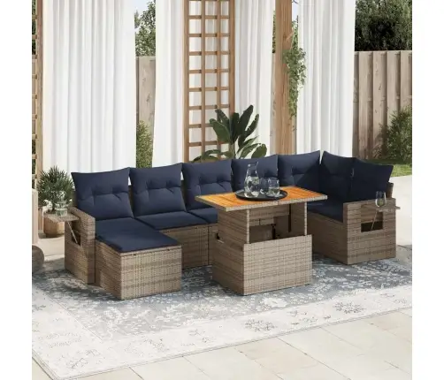 8-Daļīgs Dārza Dīvāna Komplekts Ar Matračiem, Pelēks Pe Pinums Vidaxl