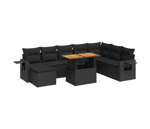 9-Daļīgs Dārza Dīvāna Komplekts, Matrači, Melna Pe Rotangpalma Vidaxl