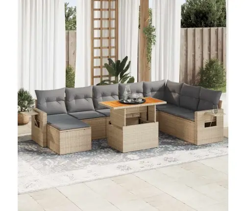 9-Osaline Aiadiivani Komplekt Patjadega, Beež, Polürotang